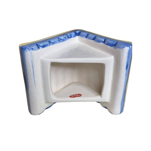 Hand-Painted Ceramic Decorative Birdhouse Candle With Floral & Bluebird Design - Picture 8 of 13